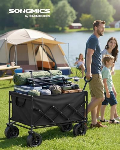 SONGMICS 200L Festival Trolley on Wheels, Foldable Camping Cart Wagon — view 2