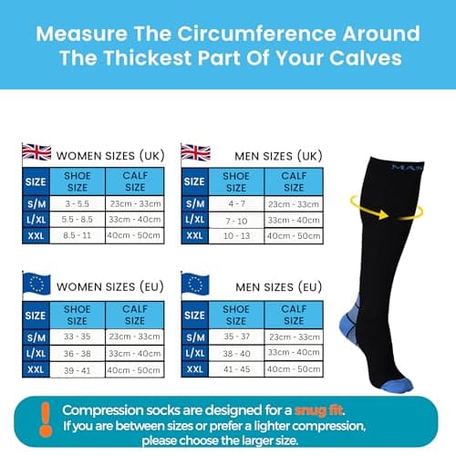 MASHAR Compression Socks for Men & Women – 20-30 mmhg Graduated Support Stockings for Travel, Flight, Running, Nurses, Pregnancy, Maternity, Sports, Calf & Ankle Circulation (Blue, L/XL) — view 3