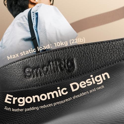 SMALLRIG Universal Leather Camera Shoulder Strap for DSLR Camera, Adjustable 100 to 110cm (39 to 43in), Max Load 10kg (22lb), Ergonomic Shoulder Support for Travel/Vlogging (Black) - 5208 — view 4