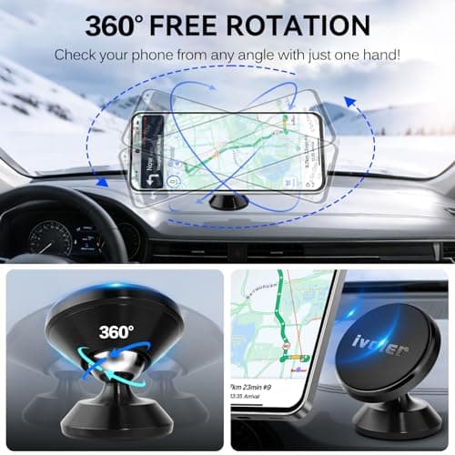 ivoler [2-Pack Magnetic Car Phone Holder – Ultra-Compact Mount with Strong N52 Magnets, 360° Rotation, Hands-Free Cradle for iPhone, Samsung, Pixel & More (Metal Plate Required) – Black — view 4