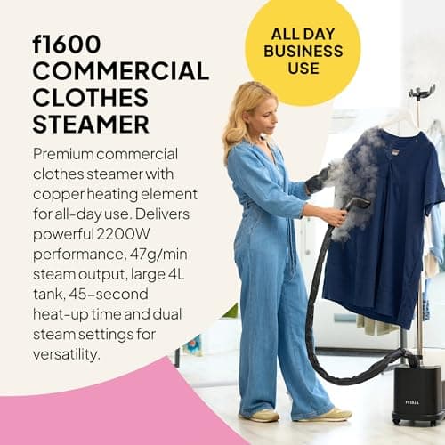 Fridja f1600 Commercial Clothes Steamer, 2200W, 4L Tank, 45-Second Heat-Up — view 2