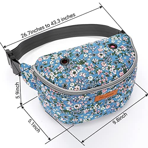 Hanfetch Yarn Crossbody Waist bag Small Yarn Storage Organizer for Yarn Skeins-Organizer for Crochet Hooks and Other Accessories, Flower-Blue, S, Yarn Storage Bag — view 3