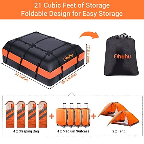 Ohuhu Car Roof Bag, 21 cu ft/ 595 L Roof Box for Car with/without Roof Rack — view 2
