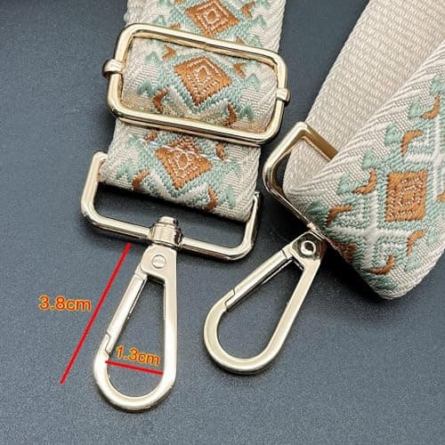 JZK Bohemian style brown-beige adjustable wide fabric bag strap with clips for handbag, shoulder bag strap, crossbody bag strap replacement — view 6