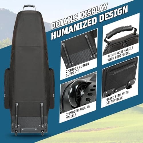 Golf Travel Bags with Wheels, 1200D Heavy Duty Oxford Wear-Resistant with Extra Storage Bag, Lightweight & Portable Golf Club Travel Cover for Airlines Easy Storage，Black：Upgrade — view 5