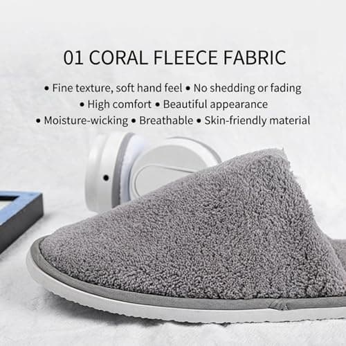 SimingZric Hotel Slippers - 4 Pairs Soft Coral Fleece Hotel Slippers Multipack, Cosy Guest Slippers, Premium Disposable Slippers For Guests for Home Spa Hotel Bathroom — view 3