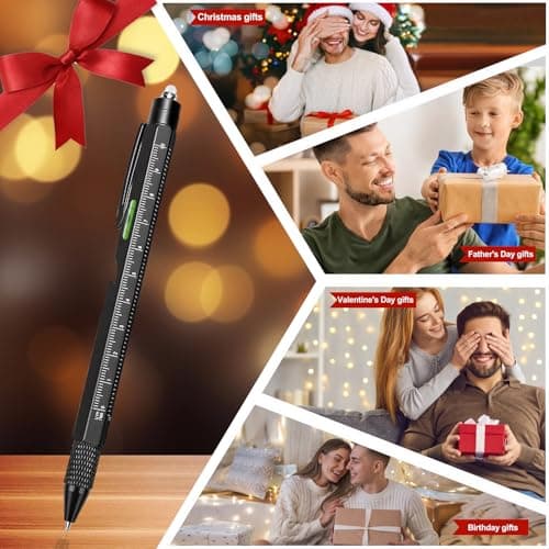 Omeblos Gifts for Men, 9 in 1 Multi Tool Pen with LED Light, Screwdriver, Stylus, Ruler, Level, Corkscrew, Cool Gadget for Him, Mens Gifts for Christmas, Stocking Fillers for Men — view 4
