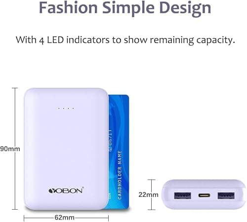 Mini Power Bank Fast Charging 10000mAh Battery Pack USB C Input & Output Portable Charger Portable Battery Bank Compatible with iPhone Smartphones Tablet and More (Purple) — view 5