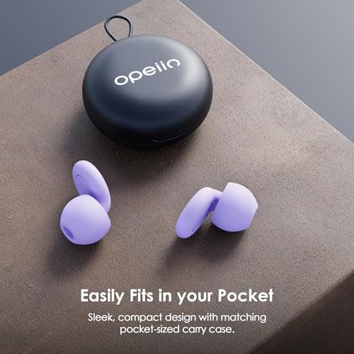 OPEIIN Ear Plugs for sleep - Flexible Silicone for Superior Hearing Protection,Ultra-Soft Reusable Noise-Reducing Earplugs for Sleep, Focus, Travel | Custom Fit with 8 Tips |Purple,1 count (Pack of 2) — view 4