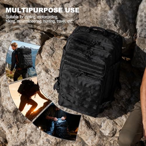 owwasd Military Backpack 45L Waterproof Tactical Backpack Molle Backpacks Large Back pack for Travelling,Trekking,Camping,Hiking,Fishing,Hunting,Gym,Outdoor Activities (Black) — view 6