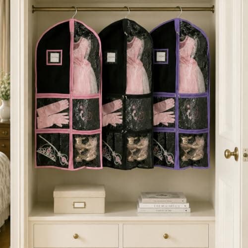 RIDESAIPU Costume Garment Bags for Dancers,Clothes Covers Protector Bags for Travel,Suits,Costume,Cheer Uniform,Cosplay 40" x 24"(Purple,2 Pack) — view 5