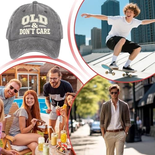 Baseball Cap | Adjustable Old Dont Care Sunshade | Breathable Sun Protection Ball Hat | for Men Women Running Daily Hiking Travel Sports Picnic Fishing Shopping New Year Party Gray — view 4