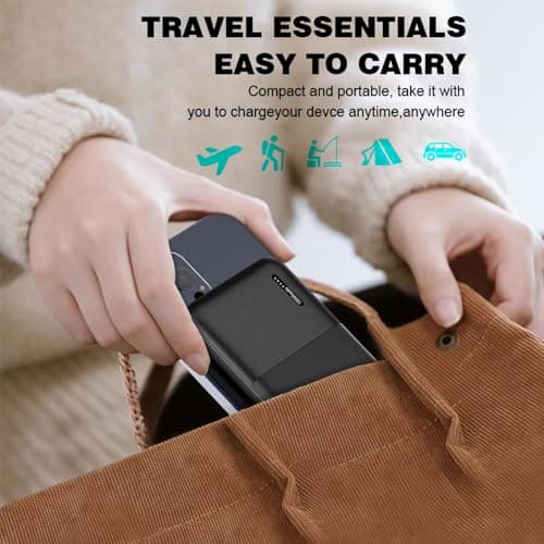 Small Power Bank, 10000 mAh Portable Phone Charger 5V/2.4 A Heated Vest/Jacket Battery Packs, Dual USB Outputs with LED Display Powerbank Compatible for iPhone Andriod iPad ect. (Black) — view 5