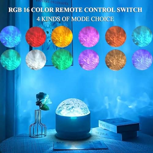 Neioaas 2 in 1 Northern Lights Projector, 16 Color Aurora Night Light Projector,Remote Galaxy Light Projector,USB Recharge Ocean Wave Projector for Playroom Birthday Kids Teen Gift (Aurora & Wave) — view 2