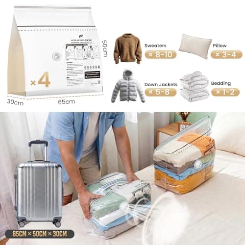TAILI 6 Pack Cube Vacuum Storage Bags, Medium Size (63x48x27 cm), Clear — view 2