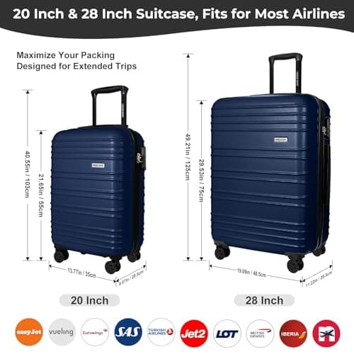 Luggage Depot 20 and 28 Inch Luggage Set with TSA Lock, Travel Navy Blue — view 2