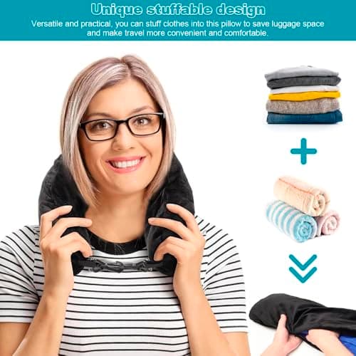 Stuffable Neck Pillow for Travel Travel Neck Pillows With Adjustable Straps — view 5