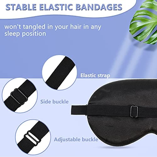 Hicarer Silk Sleep Mask Blindfold with Earplugs Pouch Scrunchie,Blue Crane — view 3