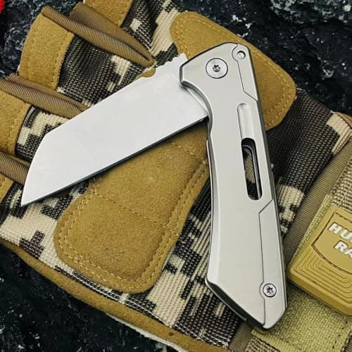 LINMOHERUI High-Carbon Steel Folding Pocket Tool, Men Cool Cutter 2.55'' Blade Folding EDC Gadgets, with Leather Storage Bag for Great Gift or Outdoor Camping — view 2