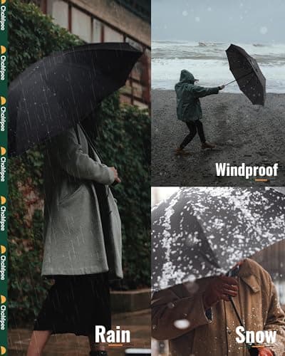 Chakipee Compact Travel Umbrella Windproof Strong- Automatic Folding Umbrellas for Wind and Rain, Portable 210T Fabric 106cm Span - 8 Ribs Portable Umbrella for Men and Women Red — view 6