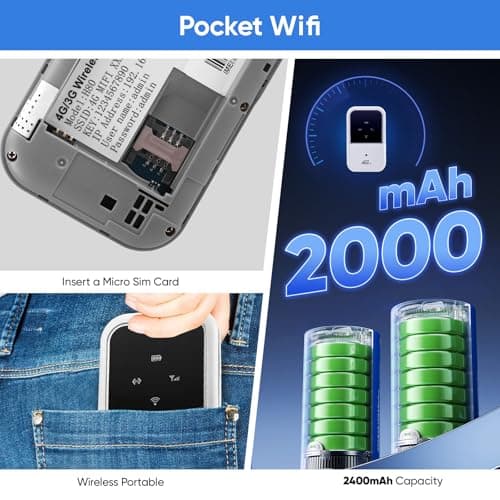Portable 4G LTE Mobile WiFi Router, Pocket WiFi Hotspot 150Mbps, Pocket WiFi Travel Router, 3000mAh, 150Mbps, Connect Up to 10 Devices for Travel, Caravan & Remote Work — view 3