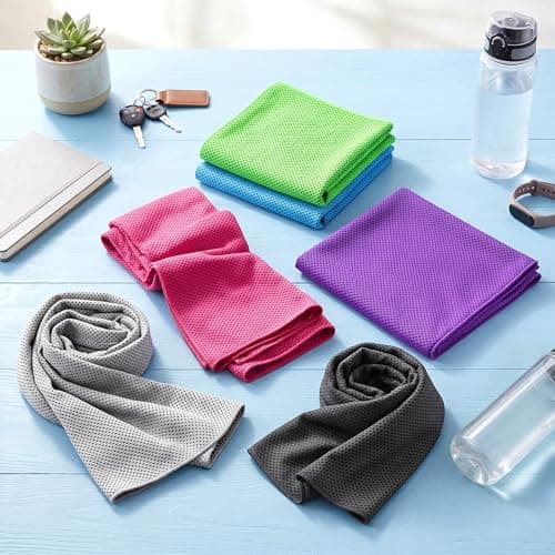 GLGHMH 6PCS Cooling Towels Microfibre Sweat Cloth Breathable Instant Neck Cooler For Men Women Adults For Gym Fitness Yoga Golf Camping Travel Summer Sports Essentials Workout Accessories Set — view 6