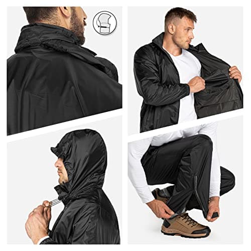 33,000ft Men's Waterproof Rainsuit Packable Rain Set with Reflective Strips — view 4
