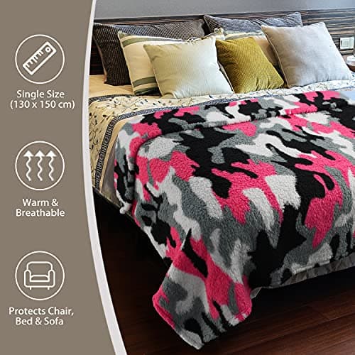 Catalonia Classy Camo Fleece Throw Blanket for Sofas, Lightweight Soft Warm Winter Couch Throw, Cozy Blanket Chair Single Bed, 150 x 130 cm Grey Camo — view 4