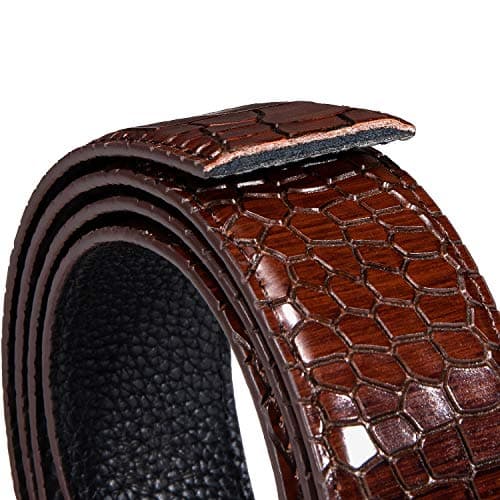 Barry.Wang Men's Belts Burgundy Ratchet Belt Crocodile Adjustable Gold Black Click 1 3/8" Dress Suit Wedding Business Prom Trim to Fit — view 5