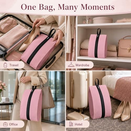 Waterproof Oxford Fabric Shoe Bag with Carry Handle for Travel Storage - Multifunctional Shoe Organiser Pouch Fits Mens and Womens Up to Size 12, Dustproof for Gym, Home Use, and Suitcases — view 3