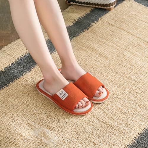 Womens Slippers, Ladies Slippers Open Toe Non-Slip Memory Foam Comfortable and Breathable Ladies House Shoes Indoor Outdoor (Red, Adult, Women, 3, Numeric Range, UK Footwear Size System, 4, Medium) — view 2