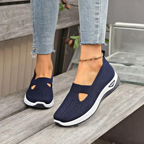 Women Orthopedic Casual Walking Shoes Breathable Soft Sole Slip On Shoes Lightweight Athletic Sneakers — view 4