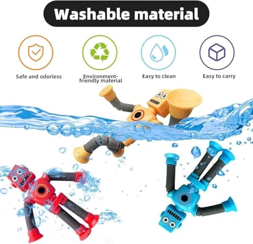Telescopic Suction Cup Robot Fidget Toys, 4PCS Tubes Robot Stress Relief Toy Christmas Stocking Fillers, Sensory Squeeze Toy Stocking Fillers for Boys Girls & Adult — view 4
