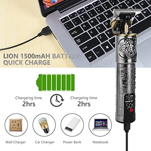 LOPHE Hair Clippers for Men, Rechargeable Cordless Beard Clippers Electric Hair Trimmer Beard Trimmer Set, Waterproof Beard Shaver, Professional Grooming Cutting Kit with 3 Guide Combs — view 3
