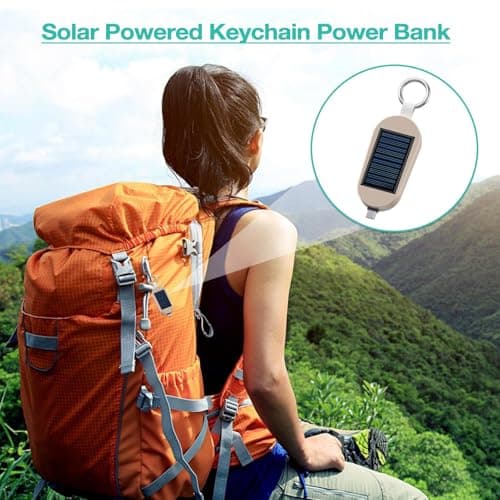 Solar Charger - 3000mah Solar powér Bank Keychain | Type C Bank Portable Key Ring | Keychain Portable Type C Charger Solar Powered | Portable Solar Powerr Charger With Wireless Watch Charging — view 3