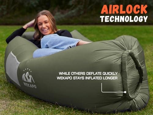 WEKAPO Inflatable Lounger Couch: Portable Air Sofa Chair & Essential Accessory for Camping, Beach, Hiking, Lawn, Backyard, Indoor/Outdoor Movies & Music Festivals – Airtight, Pump-Free Air Hammock — view 5