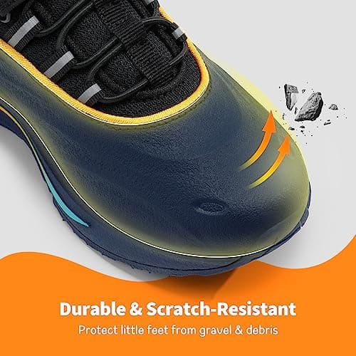 DREAM PAIRS Waterproof Boys Fashion Trainers,Dark Blue/Black,3 Big Kid — view 5