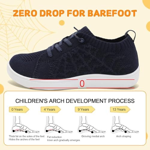 JIASUQI Toddler Boys Girls Barefoot Shoes Kids Wide Minimalist Sneakers Zero Drop Non-Slip Walking Shoes Breathable Flexible Tennis Shoe(NavyBlue 27,UK Size 8.5) — view 4