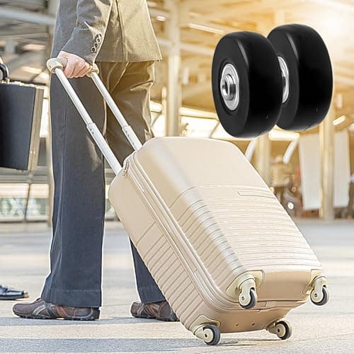 Hevysuo 4 Pcs Luggage Suitcase Replacement Wheels,50mm x 18mm Rubber Luggage Wheel Repair Heavy for Most Luggage Suitcase,Black — view 6