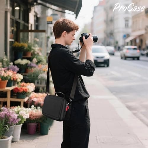 ProCase Hard Shell Digital Camera Case with Shoulder Strap -Black — view 2