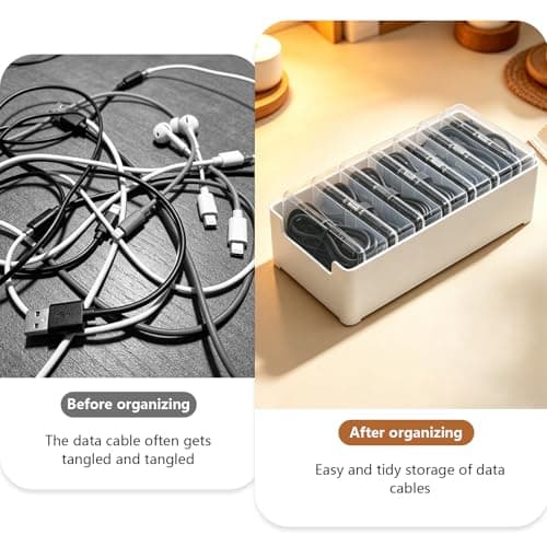 Cable Management Box with 7 Clear Cases, Desk Cable Organiser — view 3