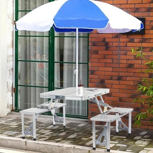 WY8 Luxury Aluminium Folding Portable Camping Picnic Table Stool Chair Set Garden Table set with One year warranty — view 2
