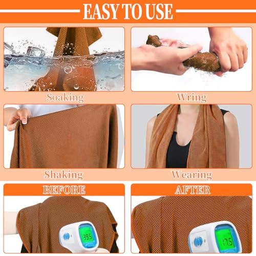 VAKKI Cooling Towel, Ice Cold Sports Sweat Towels for Instant Relief Perfect Coolings Scarf Neck,Forehead, Wristband, Bandana, Stay Cool from Over Heating During All Kinds of Sport and Exercise — view 3