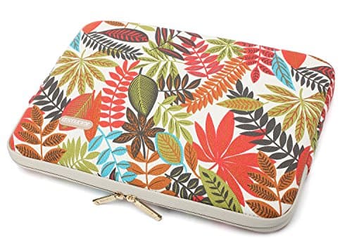 KAYOND Forest Series Pattern Water-resistant 14 inch Canvas laptop sleeve with pocket for 14 inch 14.1 inch laptop case Macbook Pro 15.4 A1707 A1990 (14-14.1 inch, white) — view 5