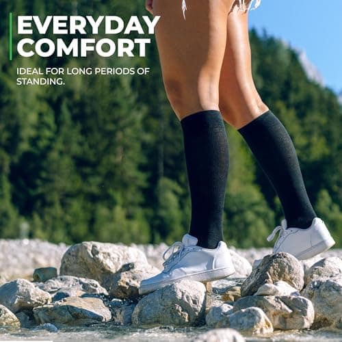 Graduated Compression Socks, Medical Socks, For Men and Women, 60% Organic Cotton (Black, M (38-40)) — view 5