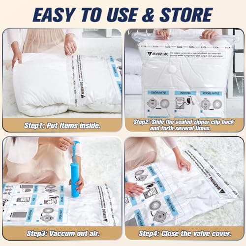 STORAGE MASTER Vacuum Storage Bags, Space Saver Bags 80% More Storage Space, With Hand Pump (12, Jumbo) — view 4