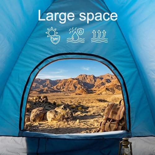 Pop Up Tent for 2 Person, Instant Camping Tent with Carry Bag, Lightweight Foldable Dome Tent, Portable Outdoor Shelter for Camping, Hiking, Fishing, Festival & Beach, Blue, 187 x 196 x 133 cm — view 4
