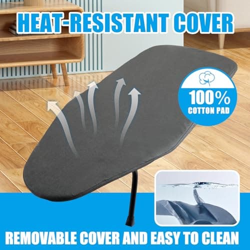 YOUNTHYE Table Top Ironing Board, Foldable Ironing Board with Iron Rest, 100x30cm Large Compact Ironing Boards with Cotton Cover and Anti-slip Feet, Space-Saving — view 6
