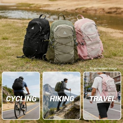 AUXDIQ Hiking Backpack 35L Lightweight Camping Backpack Travel Daypack for Men and Women (Pink) — view 6