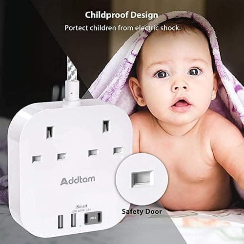 Extension Lead, Power Strips with 2 Way Outlets 4(4.5A, 2 Type C & 2 USB-A) — view 6